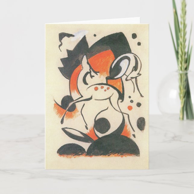 Cartão Composição com Two Deer por Franz Marc (Frente)