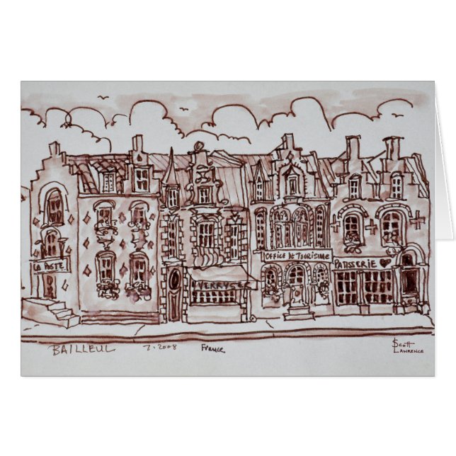 Cartão Comprando Rua| Bailleul, França (Frente Horizontal)