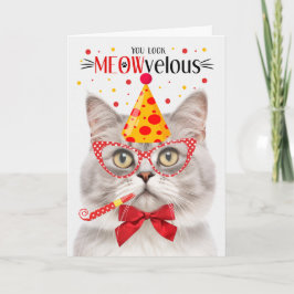 Cartão Comprimido de Champanhe Silver Cat MEOWvelous Aniv