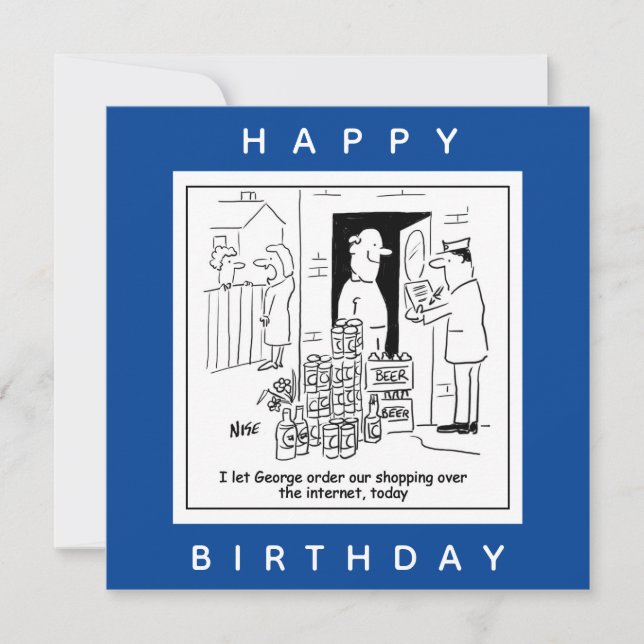 Cartão Compro online de cartum de cerveja (Frente)