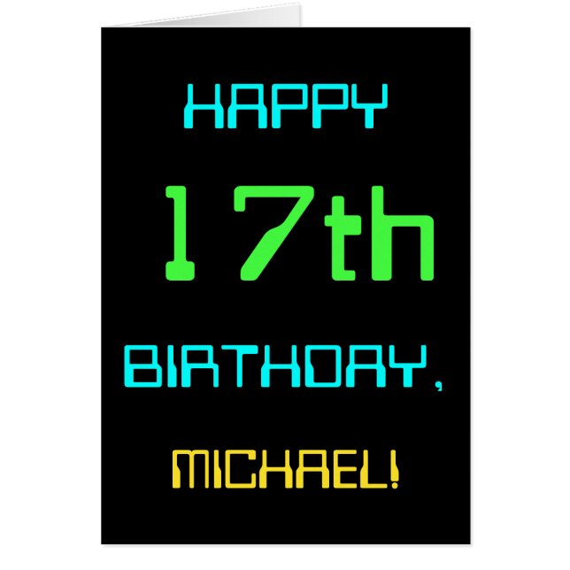 Cartão Computação digital divertida no 17º aniversário (Frente)