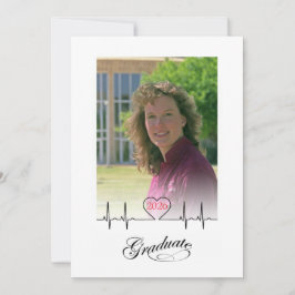 Cartão Comunicado de Formatura de Enfermeira - heartline