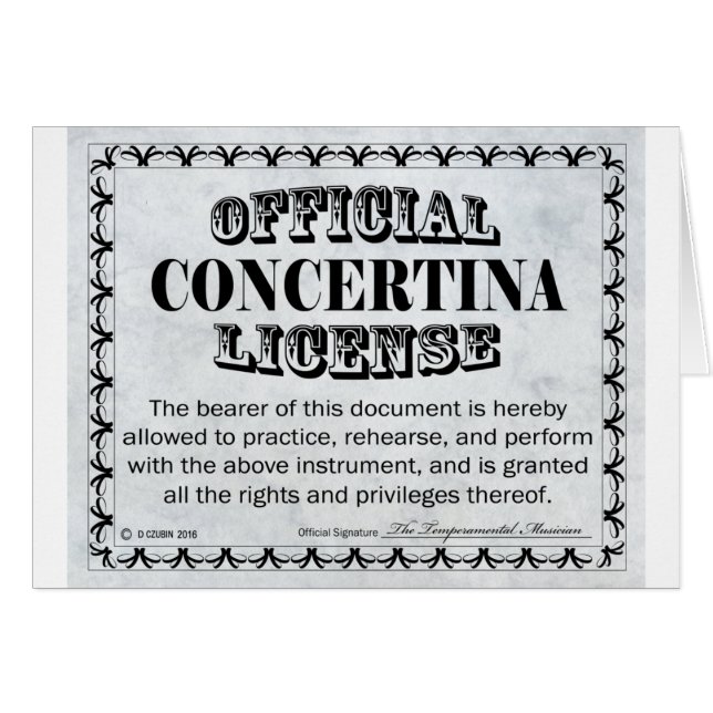 Cartão Concertina License (Frente Horizontal)