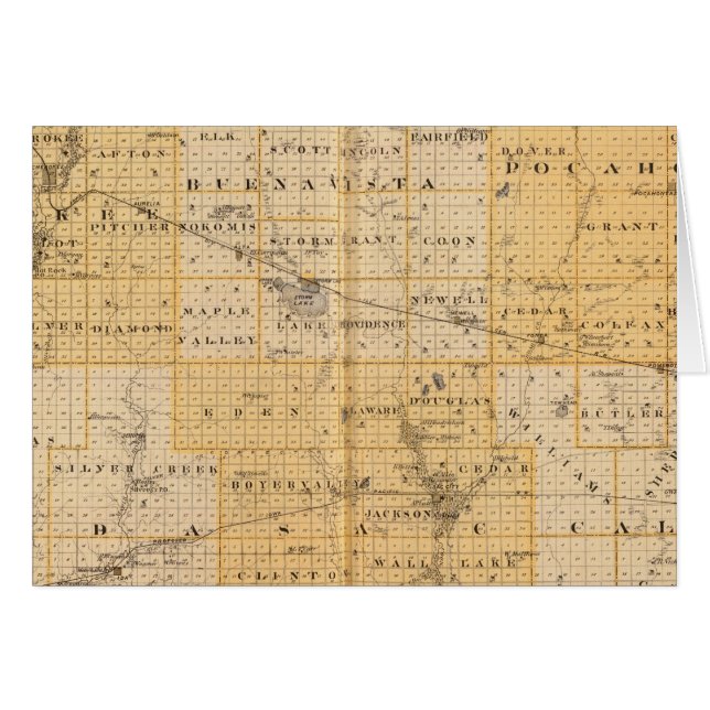 Cartão Condados de Pocahontas, Cherokee (Frente Horizontal)