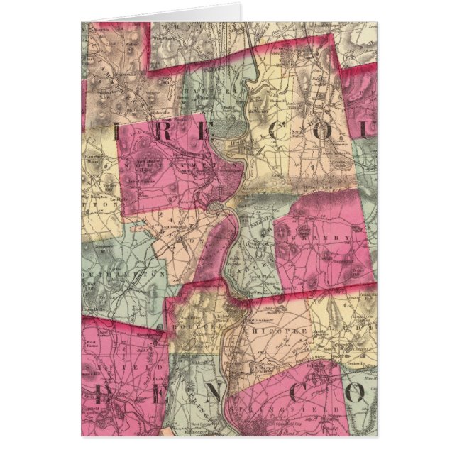 Cartão Condados Hampshire e Hampden (Frente)