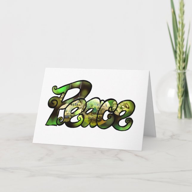 Cartão Condecorações de natal verde da paz (Frente)