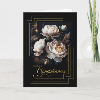 Cartão Condoléanças francesas Magnolia Blooms em preto
