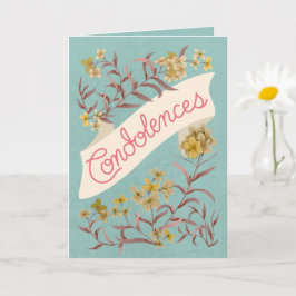 Cartão Condolences Aqua Soft Pastel Floral Banner Card