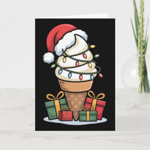 Cartão Cone de Sorvete das Luzes de Natal com Des de Papa