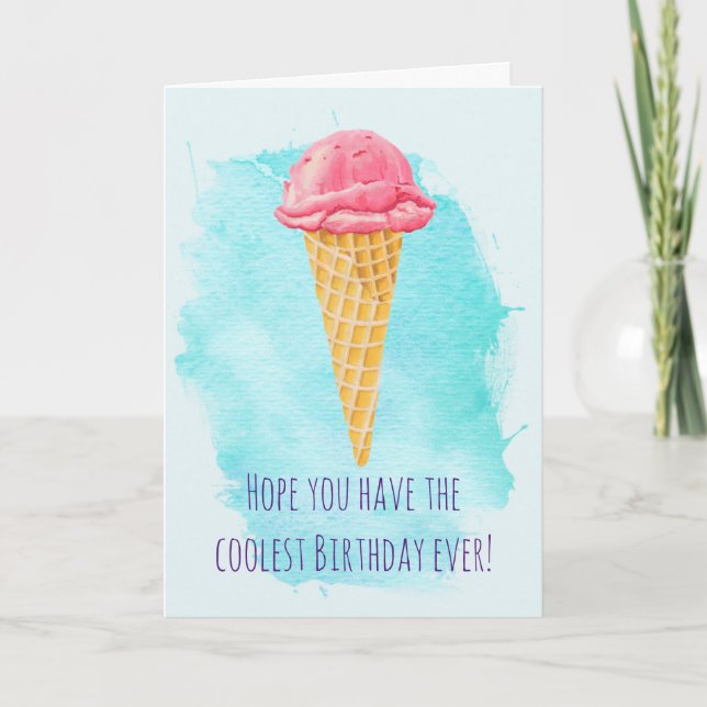 Cartão Cone de Sorvete Feliz Aniversário (Frente)
