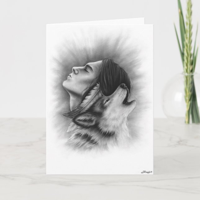 Cartão conectado do nativo do lobo do homem das (Frente)