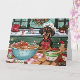 Cartão Confeitaria de Natal do Dachshund: Natal Festivo 