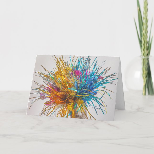 Cartão Confete de aniversário da festa da explosão de cor (Frente)