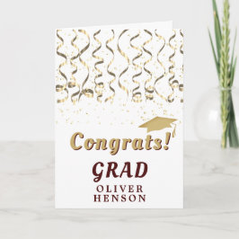 Cartão Confetes Dourados Parabéns Graduado Formatura