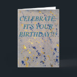 Cartão Confetti Birthday Card<br><div class="desc">Confetti Birthday Card sets the mood for every Birthday occasion. Royal Blue 
and metallic gold  make this message pop!</div>