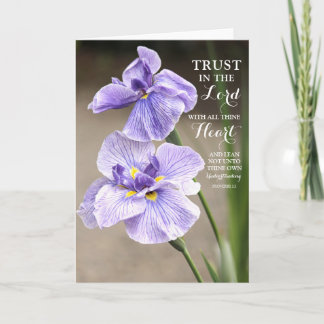 Cartão Confiança no Lord Proverbs 3:5 Purple Iris Floral
