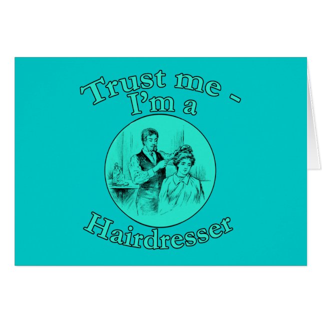 Cartão Confie que eu mim é produtos de um cabeleireiro (Frente Horizontal)