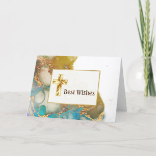 Cartão Confirmação de abstrato Teal Dourado Agate Water