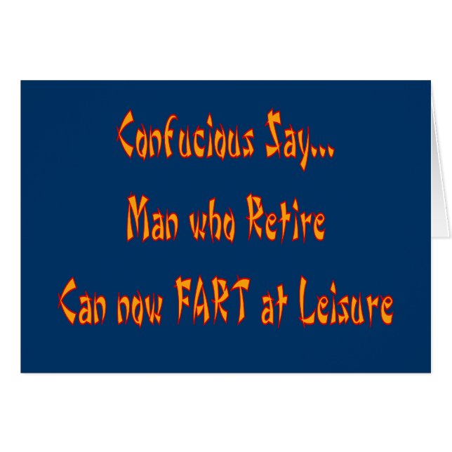 Cartão Confucious diz que "FART no LAZER " (Frente Horizontal)