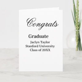 Cartão Congrats graduation name university name class of 