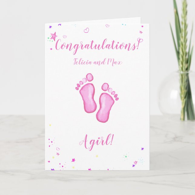 Cartão Congratulations a baby girl customizable names (Frente)