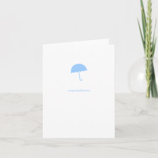 Cartão Congratulations Baby Shower Card Blue Umbrella
