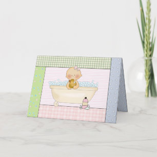Cartão Congratulations Card: Baby Girl In Bathtub