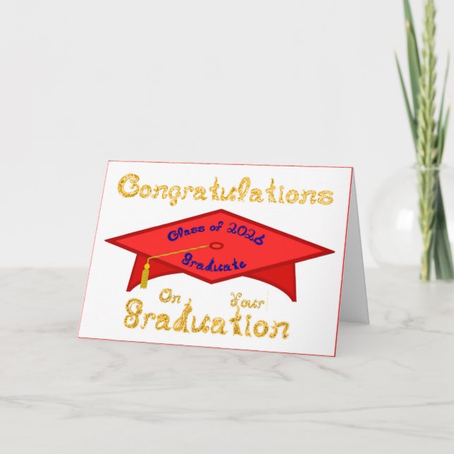 Cartão Congratulations Class of 2026 Graduate Red Blue (Frente)