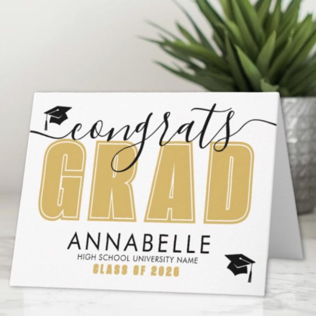 Cartão Congratulations Grad Yellow Gold Graduation (Congratulations Grad Yellow Gold Graduation Card)