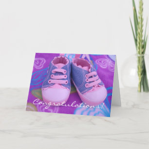 Cartão Congratulations! greeting cards Pink Baby Shoes
