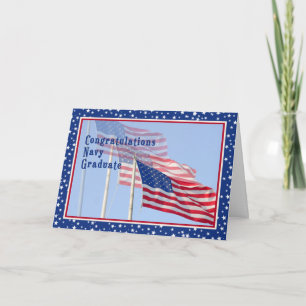 Cartão Congratulations Navy Graduate Card with Flags