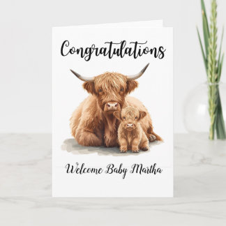 Cartão Congratulations New Baby Highland Cow Mother Card