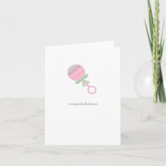 Cartão Congratulations New Baby Shower Card Baby Rattle
