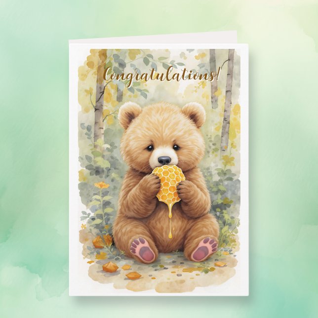 Cartão Congratulations on New Baby Boy Poem Bear Themed (Criador carregado)