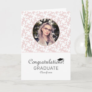 Cartão Congratulations Pink Rococo Graduation Photo 