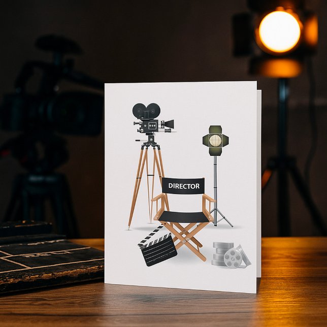 Cartão Conjunto de Cadeira de Diretor de Cinema e Câmera  (Criador carregado)
