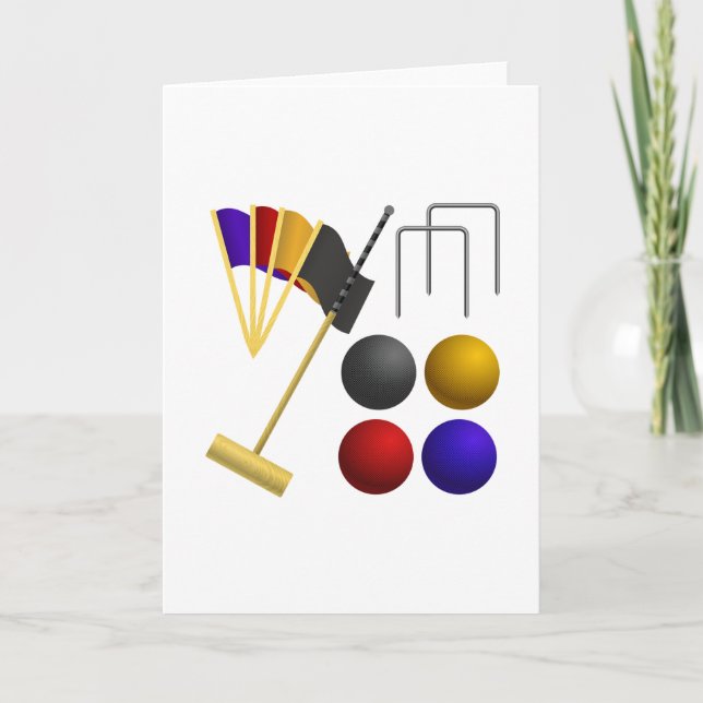 Cartão Conjunto de Equipamento de Croquet Malho Bolas Arc (Frente)