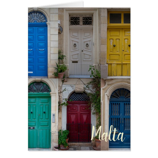 Cartão Conjunto de portas frontais coloridas em Malta (Frente)