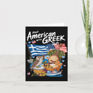 Cartão Conjunto de Roupas com Bandeira Grega Americana pa