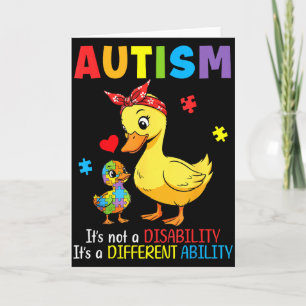 Cartão Consciência do Autismo Mãe Pato Habilidade Diferen