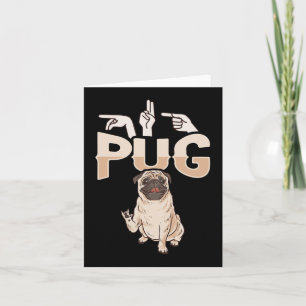 Cartão Consciência do gesto de mão ILY Pug ASL surdo perd