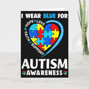 Cartão Consciencialização do Autismo Eu Uso Azul Para a C