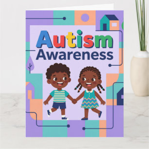 Cartão Conscientização do Autismo-Adicione sua mensagem e