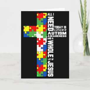 Cartão Conscientização do Autismo Jesus Cruz Puzzle Legal