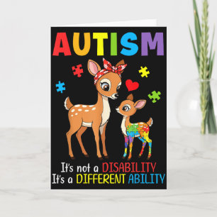 Cartão Conscientização do Autismo Mãe Cervo Habilidade Di
