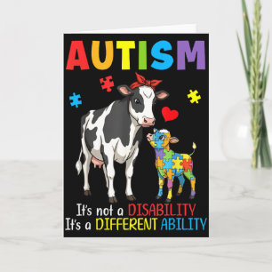 Cartão Conscientização do Autismo Mãe Vaca Habilidade Dif