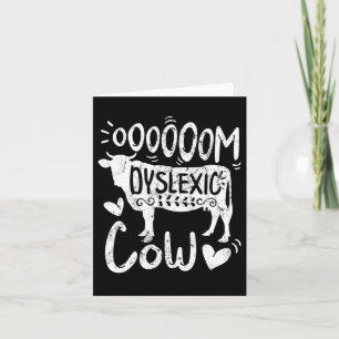 Cartão Conscientização Oooom Vaca Disléxica Lendo Aprendi