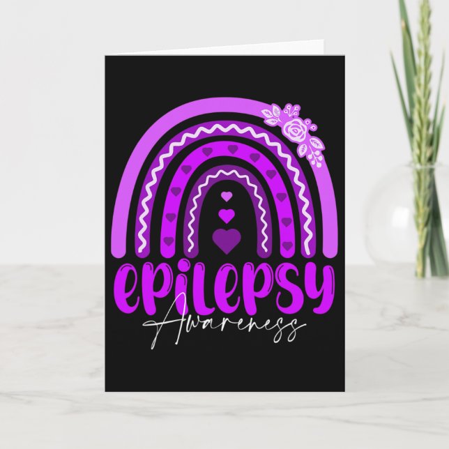 Cartão Conscientização sobre Epilepsia-arco-íris Roxo .co (Frente)