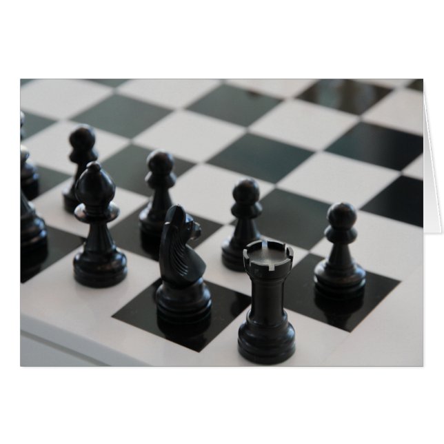 Cartão Conselho de xadrez e peças (Frente Horizontal)