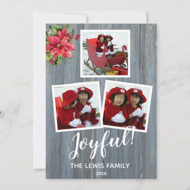 Cartão Conselho Rustic Barn Personalizado Com 3 Fotos (Frente)